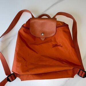 Longchamp Orange le Pliage Club Backpack 🎒 mini back pack purse handbag